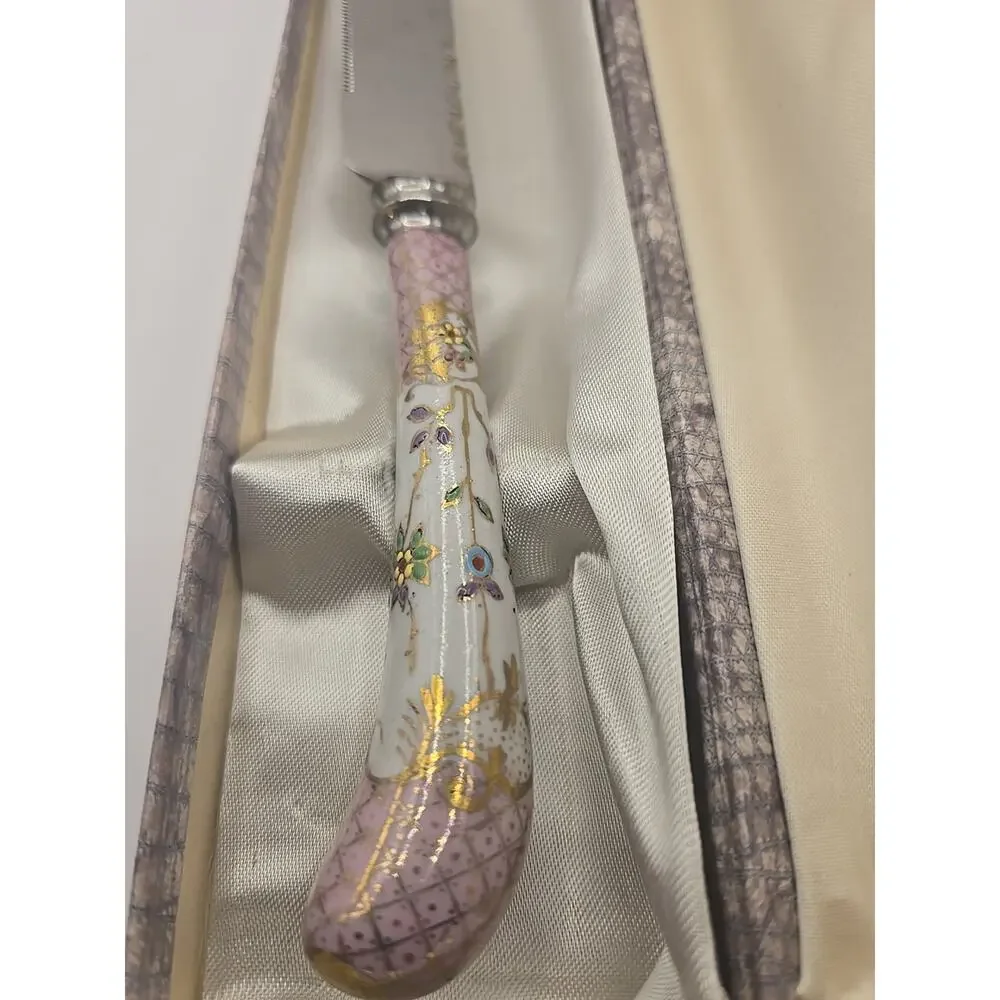 Vintage A E Lewis Sheffield England Knife Handpainted Porcelain Stainless Blade